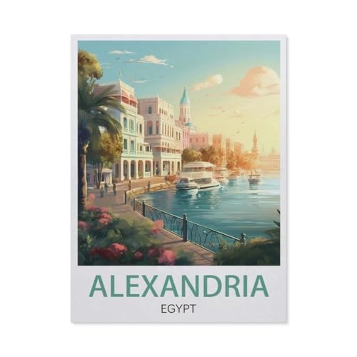 PGCKSK Diamond 5D DIY Diamond Painting，Alexandria Ägypten Vintage-Reiseposter，3D-Stickerei Kreuzstich-Mosaik-Malerei-Dekor(50 x 60 cm/19.68 x 23.62 Zoll)-AQ8 von PGCKSK