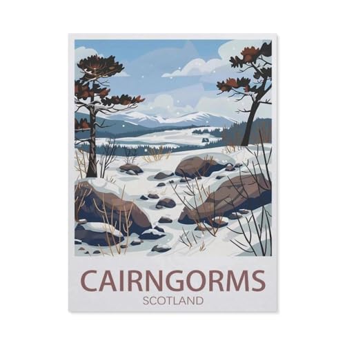 PGCKSK Diamond 5D DIY Diamond Painting，Cairngorms Vintage-Reiseposter mit Schottland，3D-Stickerei Kreuzstich-Mosaik-Malerei-Dekor（30 x 40 cm/11.81 x 15.74 Zoll）-AY8 von PGCKSK