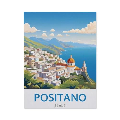 PGCKSK Diamond 5D DIY Diamond Painting，Positano Italien-Reiseposter im Vintage-Stil，3D-Stickerei Kreuzstich-Mosaik-Malerei-Dekor（50 x 60 cm/19.68 x 23.62 Zoll）-AW28 von PGCKSK