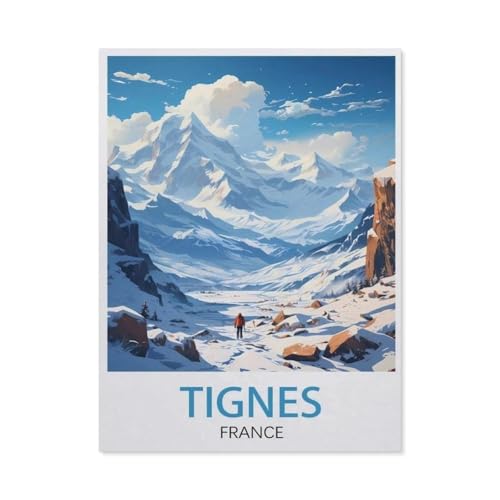 PGCKSK Diamond 5D DIY Diamond Painting，Tignes Frankreich, Ski-Poster，3D-Stickerei Kreuzstich-Mosaik-Malerei-Dekor(30 x 40 cm/11.81 x 15.74 Zoll)-AO28 von PGCKSK