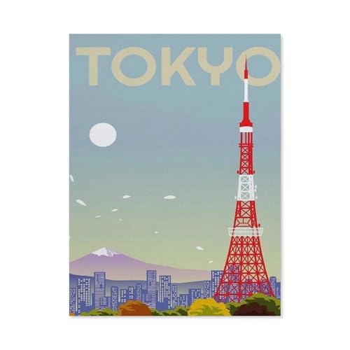 PGCKSK Diamond 5D DIY Diamond Painting，Tokyo Vintage Reiseposter，3D-Stickerei Kreuzstich-Mosaik-Malerei-Dekor（40 x 50 cm/15.74 x 19.68 Zoll）-BJ48 von PGCKSK