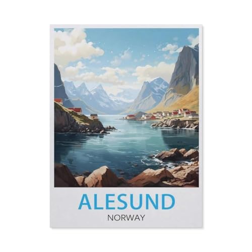 PGCKSK Diamond Painting，Alesund Norwegen-Vintage-Reiseposter，DIY 5d Diamant Painting Bilder, Diamant malerei Kits Malen nach Zahlen Wohnzimmer Bilder für die Inneneinrichtung（40 x 50 cm）-AU69 von PGCKSK