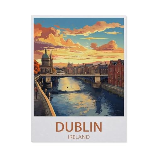 PGCKSK Diamond Painting,Dublin Irland Vintage-Reiseposter,DIY 5d Diamant Painting Bilder, Diamant malerei Kits Malen nach Zahlen Wohnzimmer Bilder für die Inneneinrichtung(40 x 50 cm)-AM67 von PGCKSK