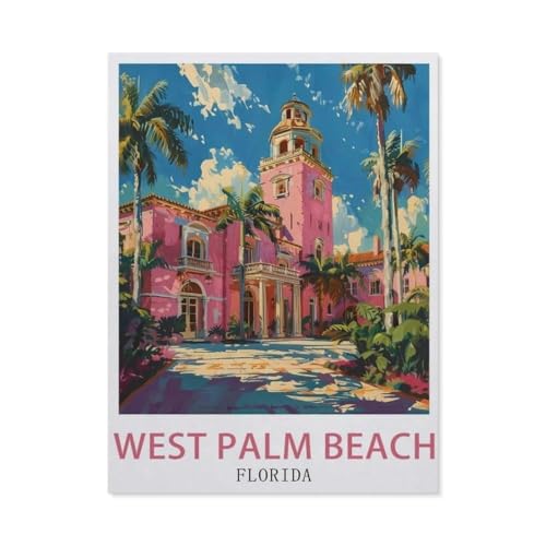 PGCKSK Diamond Painting，Florida West Palm Beach，Crystal Embroidery Beads 5D Full Round Cross Stitch Kit Handwork Mosaic（30 x 40 cm/11.81 x 15.74 Zoll）-BA3 von PGCKSK