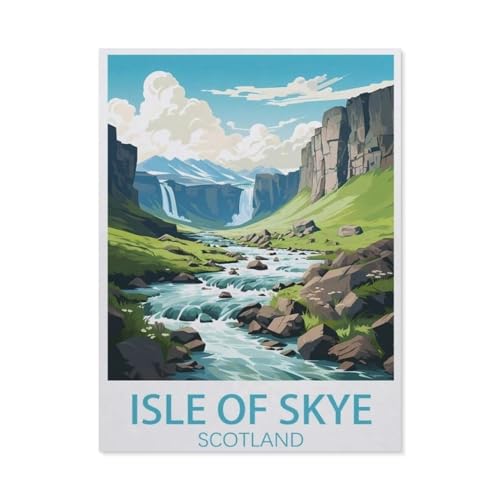 PGCKSK Diamond Painting，Isle of Skye Schottland, Vintage-Reiseposter，Crystal Embroidery Beads 5D Full Round Cross Stitch Kit Handwork Mosaic(40 x 50 cm/15.74 x 19.68 Zoll)-AR23 von PGCKSK