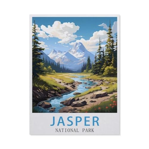 PGCKSK Diamond Painting，Jasper National Park Vintage-Reiseposter，DIY 5d Diamant Painting Bilder, Diamant malerei Kits Malen nach Zahlen Wohnzimmer Bilder für die Inneneinrichtung(50 x 60 cm)-AP9 von PGCKSK