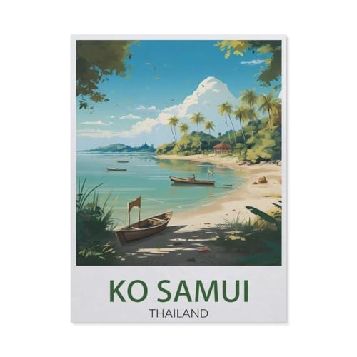 PGCKSK Diamond Painting，Ko Samui Thailand Vintage-Reiseposter，Diamant Malerei Kunst Stickerei Kreuzstich Bilder Geschenk Wanddekoration（40 x 50 cm/15.74 x 19.68 Zoll）-AV2 von PGCKSK