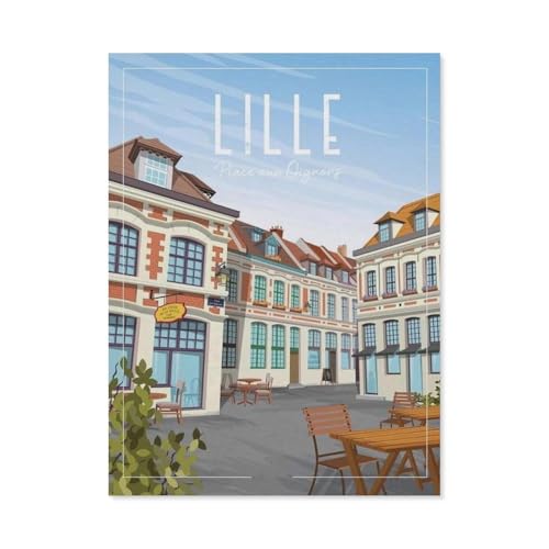 PGCKSK Diamond Painting，Lille France Street Vintage Reiseposter，Diamant Malerei Kunst Stickerei Kreuzstich Bilder Geschenk Wanddekoration（30 x 40 cm/11.81 x 15.74 Zoll）-BN42 von PGCKSK