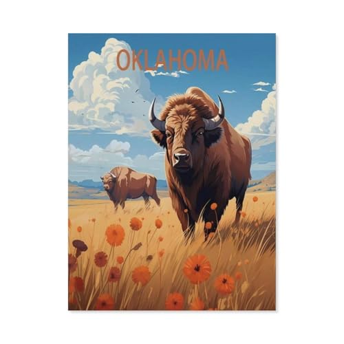 PGCKSK Diamond Painting，Oklahoma Sooner State Vintage-Reiseposter，DIY 5d Diamant Painting Bilder, Diamant malerei Kits Malen nach Zahlen Wohnzimmer Bilder für die Inneneinrichtung（30 x 40 cm）-AW9 von PGCKSK