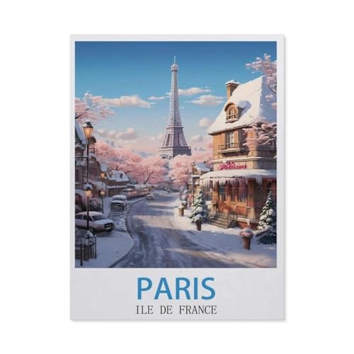 PGCKSK Diamond Painting，Paris Ile De France Vintage-Reiseposter，DIY 5d Diamant Painting Bilder, Diamant malerei Kits Malen nach Zahlen Wohnzimmer Bilder für die Inneneinrichtung(50 x 60 cm)-AR89 von PGCKSK