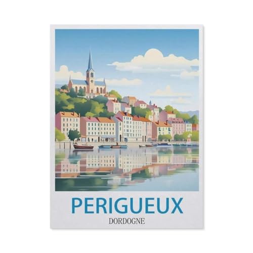 PGCKSK Diamond Painting，Perigueux Dordogne Vintage-Reiseposter，Diamant Malerei Kunst Stickerei Kreuzstich Bilder Geschenk Wanddekoration(50 x 60 cm/19.68 x 23.62 Zoll)-AR62 von PGCKSK