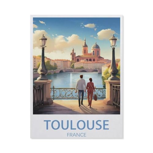 PGCKSK Diamond Painting，Toulouse Frankreich Vintage Reiseposter，DIY 5d Diamant Painting Bilder, Diamant malerei Kits Malen nach Zahlen Wohnzimmer Bilder für die Inneneinrichtung(30 x 40 cm)-AT9 von PGCKSK