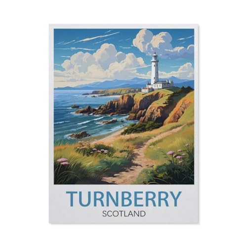 PGCKSK Diamond Painting，Turnberry Vintage-Reiseposter, Schottland，Diamant Malerei Kunst Stickerei Kreuzstich Bilder Geschenk Wanddekoration（40 x 50 cm/15.74 x 19.68 Zoll）-BA2 von PGCKSK