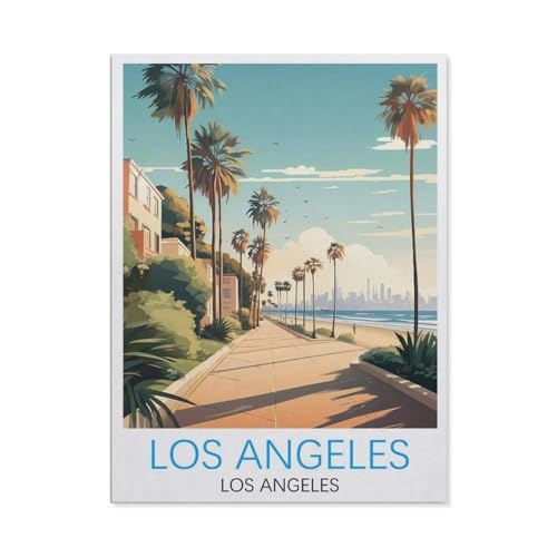 PGCKSK Diamond Painting,Venice Beach Los Angeles Vintage-Reiseposter,Diamant Malerei Kunst Stickerei Kreuzstich Bilder Geschenk Wanddekoration(40 x 50 cm/15.74 x 19.68 Zoll)-AK40 von PGCKSK