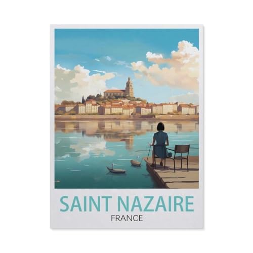 PGCKSK Diamond Painting,Vintage-Reiseposter,Saint Nazaire Frankreich,DIY 5d Diamant Painting Bilder, Diamant malerei Kits Malen nach Zahlen Wohnzimmer Bilder für die Inneneinrichtung(50 x 60 cm)-AN47 von PGCKSK