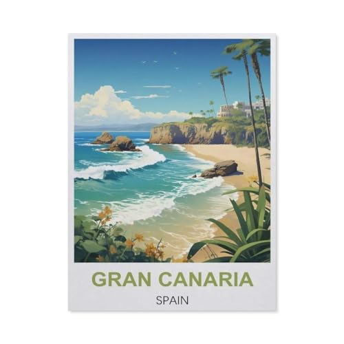 PGCKSK Diamond Painting，Vintage-Reiseposter Gran Canaria, Spanien，Diamant Malerei Kunst Stickerei Kreuzstich Bilder Geschenk Wanddekoration（40 x 50 cm/15.74 x 19.68 Zoll）-BI62 von PGCKSK