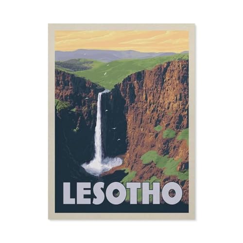 PGCKSK Diamond Painting,Vintage-Reiseposter Lesotho Poster,DIY 5d Diamant Painting Bilder, Diamant malerei Kits Malen nach Zahlen Wohnzimmer Bilder für die Inneneinrichtung(50 x 60 cm)-AJ87 von PGCKSK