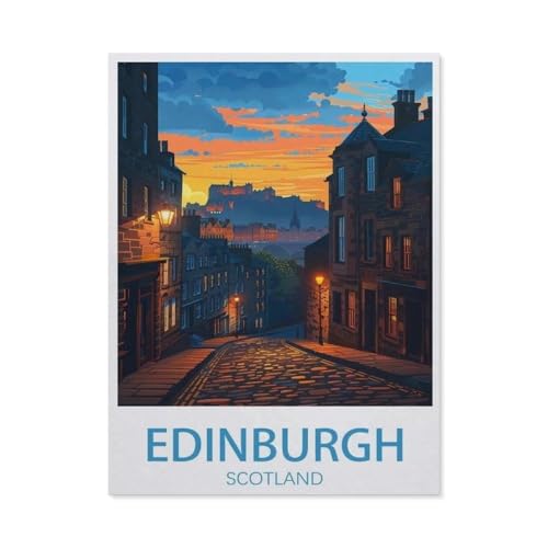 PGCKSK Edinburgh Schottland, Vintage-Reiseposter, Sonnenuntergang,DIY Diamant Stickerei volle Round Bohrer 5d DIY Diamant malerei mosaik dekoration(50 x 60 cm/19.68 x 23.62 Zoll)-AM73 von PGCKSK