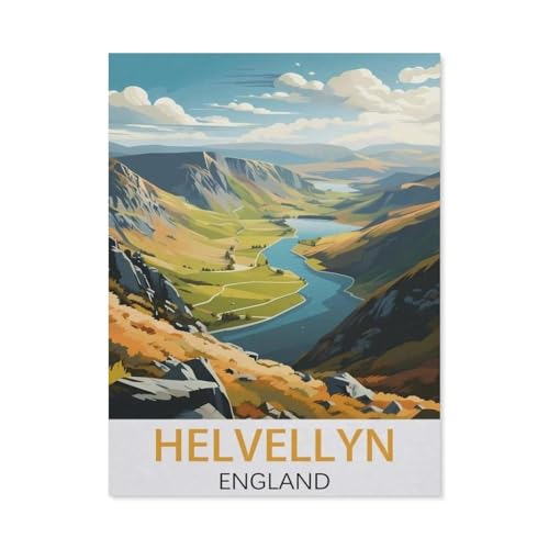 PGCKSK England-Helvellyn Vintage-Reiseposter,DIY Diamant Stickerei volle Round Bohrer 5d DIY Diamant malerei mosaik dekoration(30 x 40 cm/11.81 x 15.74 Zoll)-AH73 von PGCKSK