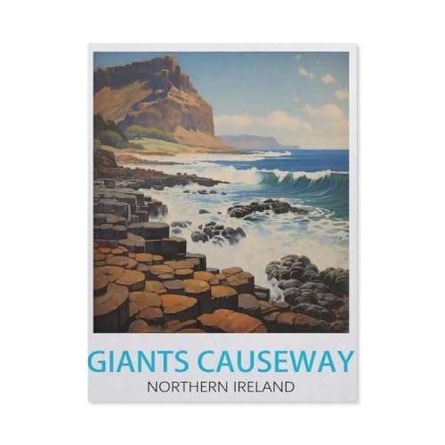 PGCKSK Giant's Causeway Nordirland Vintage-Reiseposter，DIY Diamant Stickerei volle Round Bohrer 5d DIY Diamant malerei mosaik dekoration（30 x 40 cm/11.81 x 15.74 Zoll）-AU35 von PGCKSK