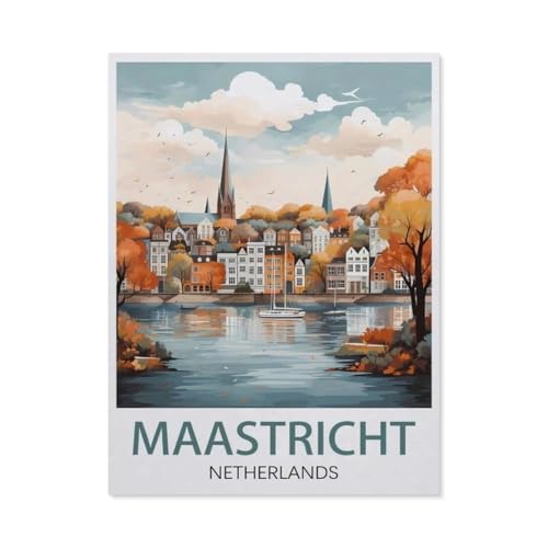 PGCKSK Maastricht Niederlande Vintage-Reiseposter,DIY Diamant Stickerei volle Round Bohrer 5d DIY Diamant malerei mosaik dekoration(30 x 40 cm/11.81 x 15.74 Zoll)-AL53 von PGCKSK