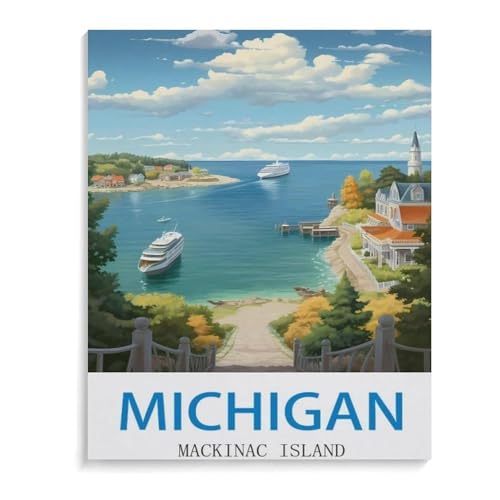 PGCKSK Mackinac Island, Michigan，Full Round Diamond 5D DIY Diamond Painting 3D Stickerei Kreuzstich Mosaik Gemälde Dekor(30x40cm K2 von PGCKSK