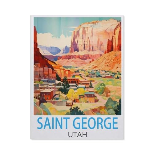 PGCKSK Reiseposter Saint George Utah im Vintage-Stil,DIY Diamant Stickerei volle Round Bohrer 5d DIY Diamant malerei mosaik dekoration(40 x 50 cm/15.74 x 19.68 Zoll)-AJ53 von PGCKSK