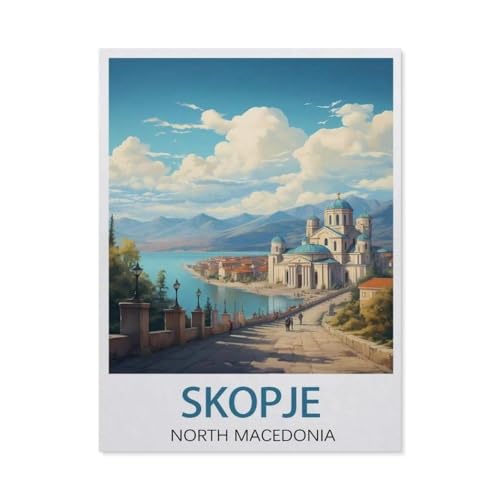 PGCKSK Skopje Nordmazedonien，Full Round Diamond 5D DIY Diamond Painting 3D Stickerei Kreuzstich Mosaik Gemälde Dekor（30 x 40 cm/11.81 x 15.74 Zoll）-BA14 von PGCKSK