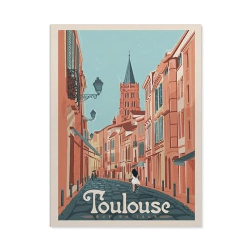 PGCKSK Vintage Frankreich Reiseposter Toulouse Streetscape，Full Round Diamond 5D DIY Diamond Painting 3D Stickerei Kreuzstich Mosaik Gemälde Dekor（40 x 50 cm/15.74 x 19.68 Zoll）-BM14 von PGCKSK