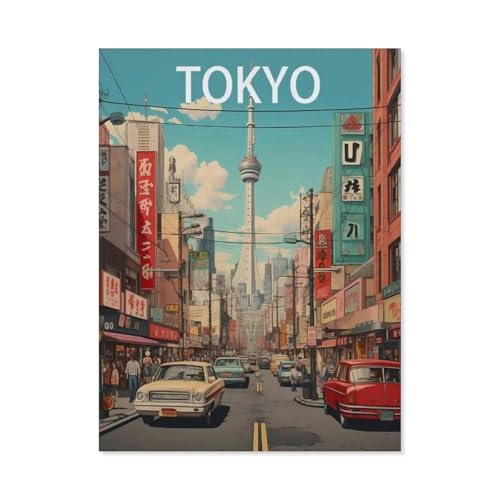 PGCKSK Vintage-Reiseposter Tokio, Japan,DIY Diamant Stickerei volle Round Bohrer 5d DIY Diamant malerei mosaik dekoration(40 x 50 cm/15.74 x 19.68 Zoll)-AM93 von PGCKSK