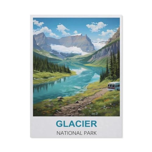 PGCKSK Vintage-Reiseposter mit Gletscher，Diamant-Malerei-Sets für Erwachsene – 5D-Diamant-Malerei-Kit, Vollbohrer Diamant-Kunst-Kits für Zuhause Wanddekoration（50 x 60 cm/19.68 x 23.62 Zoll）-BH93 von PGCKSK