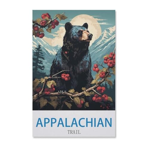 PGCKSK Vintages Reiseplakat des Appalachian Trail，DIY Diamant Stickerei volle Round Bohrer 5d DIY Diamant malerei mosaik dekoration(40x50cm F63 von PGCKSK