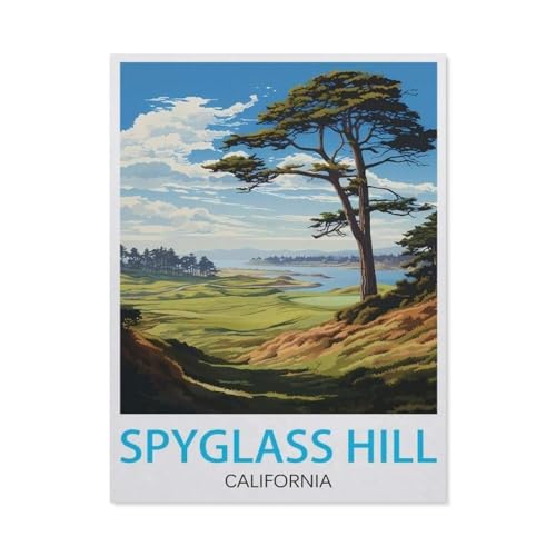 Spyglass Hill California Vintage-Reiseposter，Diamant-Malerei-Sets für Erwachsene – 5D-Diamant-Malerei-Kit, Vollbohrer Diamant-Kunst-Kits für Zuhause Wanddekoration（40 x 50 cm/15.74 x 19.68 Zoll）-AV53 von PGCKSK