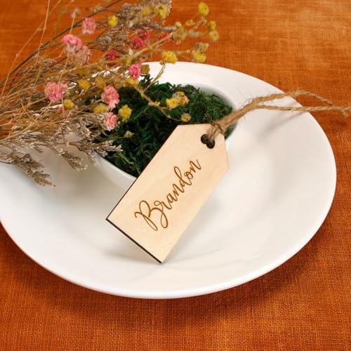 PGORSDOR Personalisierte Holzanhänger, personalisierbar, für Hochzeitstisch, individuelle Hochzeits-Tischanhänger, individuelle Holzetiketten-Dekoration (10 Stück) von PGORSDOR