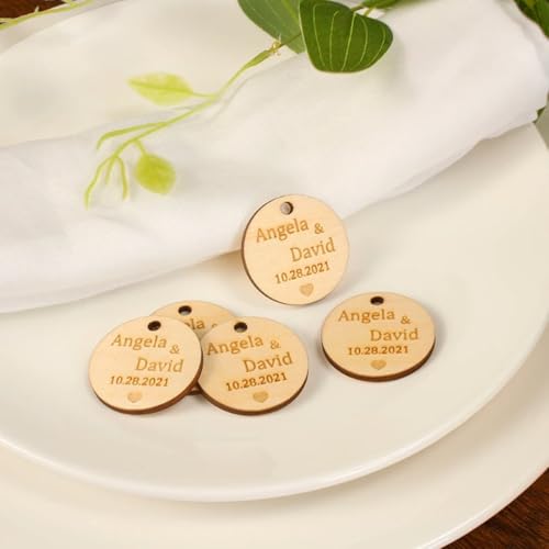 PGORSDOR Personalisierte hölzerne Namensschilder, personalisierte Holz-Tischkarten, individuelle Namensschilder, Hochzeit (10 Stück) von PGORSDOR