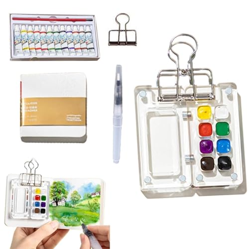 PGSLPH Pocketartist Aquarell Reiseset, Reise Aquarell Palette, Mini Farbpalette, Aquarell Reiseset, Holz Mini Reise Farbpalette (Acrylic-8) von PGSLPH