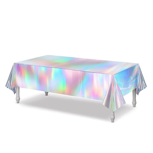 PGVXEM 3 STÜCKE Bunte Regenbogen Thema Party Tischdecke Aluminium Geburtstag Hochzeit Party Dekoration Einweg Tischdecke Dekoration Lieferungen von PGVXEM