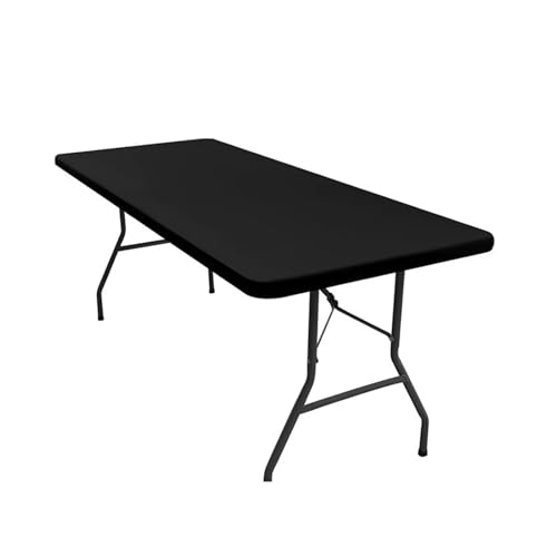 PGVXEM Rechteckige Tischdecke, elastische Tischdecken for 6-Fuß-Tische, waschbar, faltbar, Tischdecke aus Polyester(Black,183x76x76cm) von PGVXEM