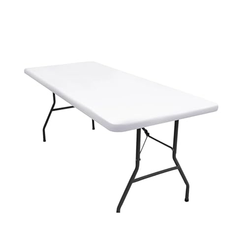 PGVXEM Rechteckige Tischdecke, elastische Tischdecken for 6-Fuß-Tische, waschbar, faltbar, Tischdecke aus Polyester(White,183x76x76cm) von PGVXEM