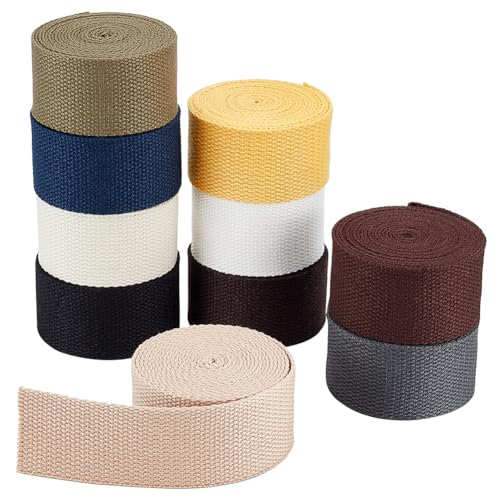 PH PandaHall 38mm Breit Baumwolle Gurtband, 10 Farben Baumwollschrägband Flaches Polycotton Gurtband Leine Gurte Für Taschengriffe Aus Gurtband, Tragetaschen-Gurtband, Gewebeband 25m von PH PandaHall