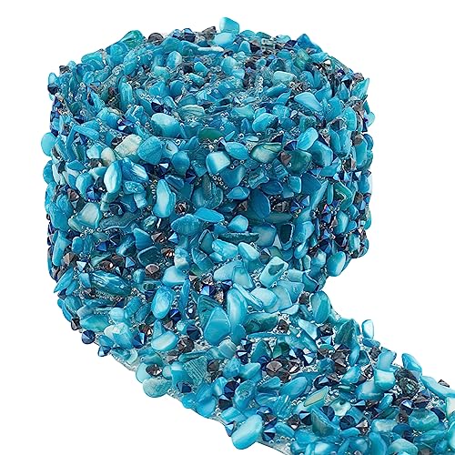 PH PandaHall 1.1 Yard Kristall Strassbesatz 1.3" Hotfix Band Blaue Kristall Strass Applikationen Edelstein Imitation Perlen Applikation Zum Aufbügeln Für Haarnadeln Kragen Hüte Kleider Kleidung Dekor von PH PandaHall