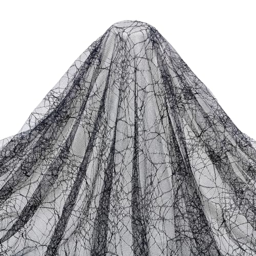 PH PandaHall 1.8x1.6m Spitze Stoff Schwarze Spitze Web gestickt Spitze Floral Sewing Fabric Tischtuch-Stoff Spitze für Halloween Hochzeit Vorhänge von PH PandaHall