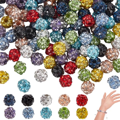 PH PandaHall 10 Farben 100pcs Strasssteine Perlen 4mm Pave Disco Ball Perlen Polymer Clay Kristall Perlen Runde Diamant-Perlen für Halloween Weihnachten Schmuck DIY Crafts Halskette Armband von PH PandaHall