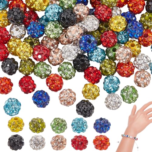 PH PandaHall 10 Farben 100pcs Strasssteine Perlen 6mm Polymer Clay Kristall Perlen Pave Disco Ball Perlen Diamant-Perlen für Halloween Weihnachten Schlüsselanhänger Schmuck machen Halskette Armband von PH PandaHall