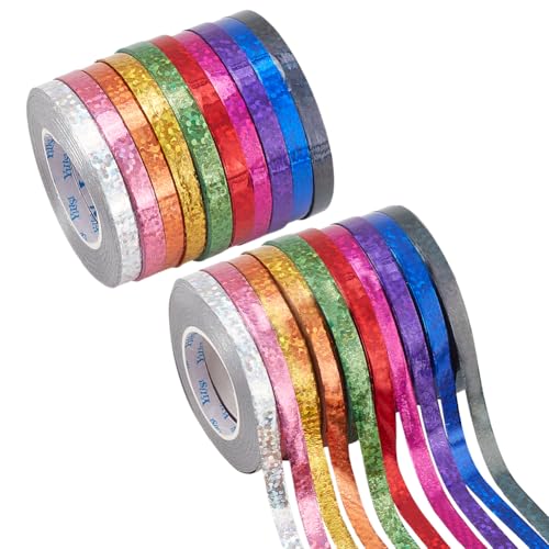 PH PandaHall 10 Farben Curling Bänder 20 Rollen Laser Glitter Bänder Buntes glänzendes Geschenkband Geschenkverpackungsband Ballon-Band für Weihnachten Halloween Party Dekoration 5 mm breit, 200 m von PH PandaHall