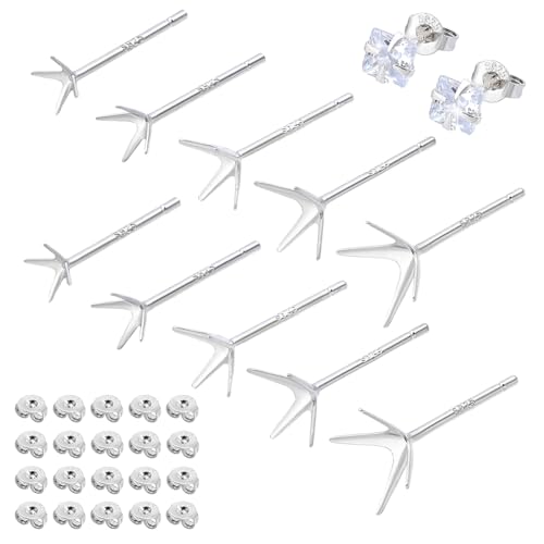 PH PandaHall 10 Paar 5 Stile 925 Sterling Silber Ohrstecker Post Studs 4 Krallen Ohrring Rohlinge Zinken Ohrring Einstellungen Ohrstecker Findings für Edelsteine Ohrstecker Ohrring Schmuckherstellung PH PandaHall 10 Paar 5 Stile 925 Sterling Silber Ohrstecker Post Studs 4 Krallen Ohrring Rohlinge Zinken Ohrring Einstellungen Ohrstecker Findings für Edelsteine Ohrstecker Ohrring Schmuckherstellung von PH PandaHall