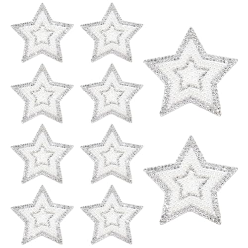 PH PandaHall 10 Stück Stern Patches Strass Aufnäher Zum Aufbügeln Perlen Patches Für Kleidung Jacken Jeans Rucksäcke Reparatur Dekoration DIY Nähen 70x67mm von PH PandaHall