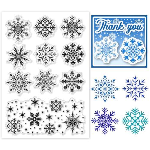 PH PandaHall 10 Styles Snowflake Clear Stamp, Kaltes Winterthema Silikonstempel Transparenter Gummistempel für Kartenherstellung, Fotoalben, Scrapbooking, Geschenkanhänger von PH PandaHall