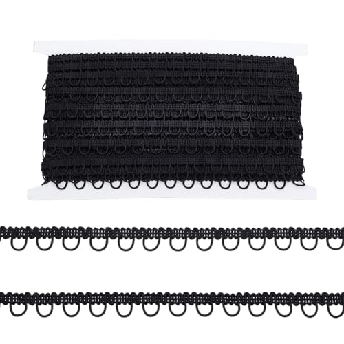 PH PandaHall 10 Yards Gimp Zopfbesatz Mit Elastischer Knopfschlaufe 1/2 Zoll Schwarzer Knopf Elastischer Schlaufenknopf Zum Nähen von Kostümen Basteln Kleidern Heimdekoration von PH PandaHall