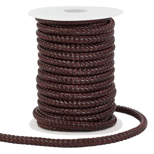 PH PandaHall 10 Yards Rundes Geflochtenes Lederband 8mm Lederseil Schmuck Bastelschnur Krawattenschnur Lederband Boloschnur Für DIY Armbänder Halsketten Schmuck Basteln Kaffee Farbe von PH PandaHall